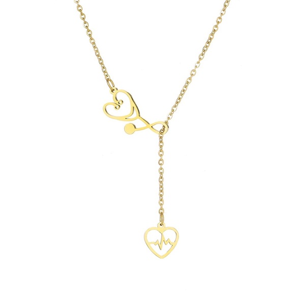 Jewelry - Stethoscope Electrocardiograph Pendant Necklace Stainless Steel